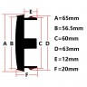 Колпачки на диски Honda 65/60/12 хром и красный