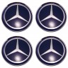 Mercedes 62/56/8  синий+хром комплект колпачков центрального отверстия