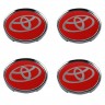 Колпачки на диски 62/56/8 хром со стикером Toyota хром и красный 