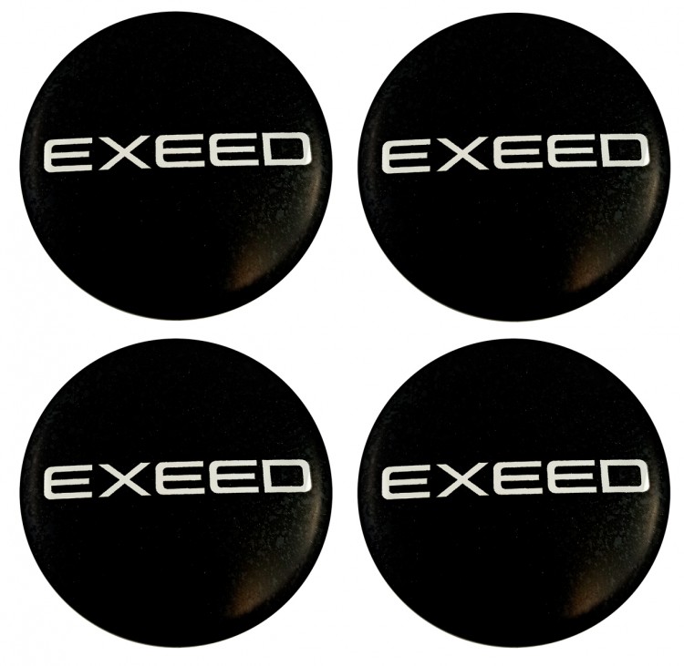 Наклейки на диски Exeed 60 мм юбка черные 