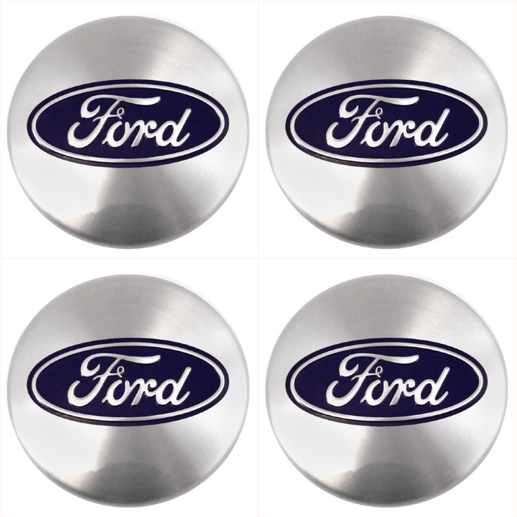 Наклейки на диски Ford с юбкой 60 мм серебристые
