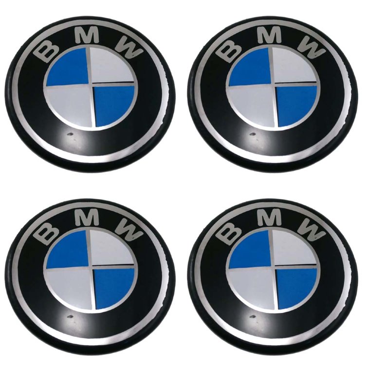 Наклейки на колпачки BMW сфера 58 мм черный+синий+хром